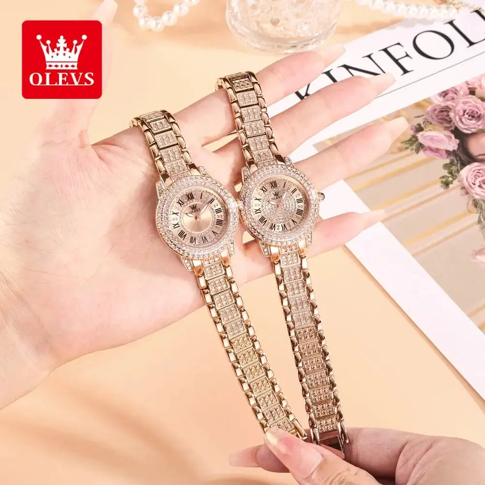 OLEVS Luxury Fashion ladies' watches Diamond dial waterproof diamond inlaid quartz watch for women beautiful trend dress watch by All Mart Bristol Ltd