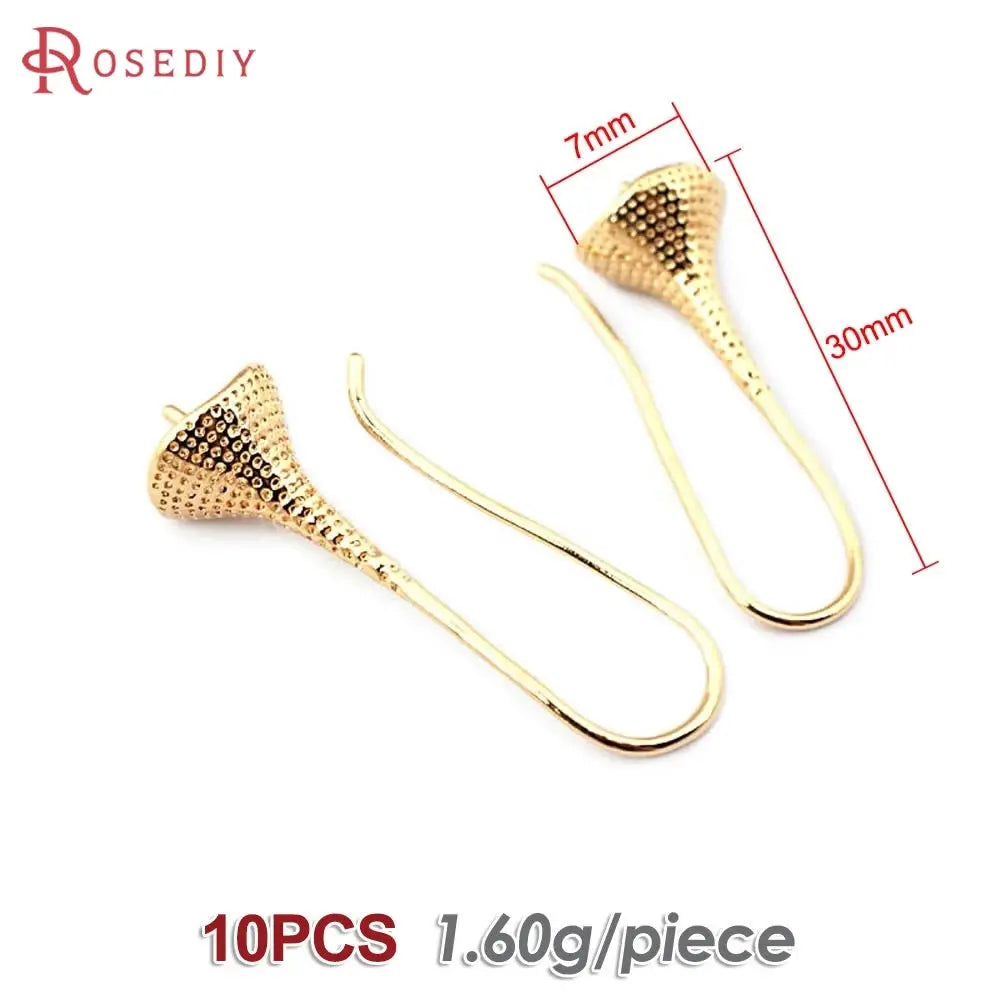 18K Gold Color Brass Can fit Half Hole Beads with Half Pins Earrings Hooks High Quality Jewelry Making Diy Findings Accessories by All Mart Bristol Ltd