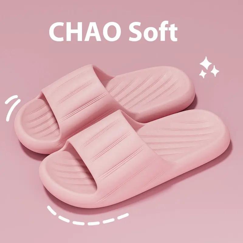 Fashion Solid Color Striped Home Slippers Summer Thick Bottom Non-slip Bathroom Slipper Women Men Couples Shoes by Dropshipman