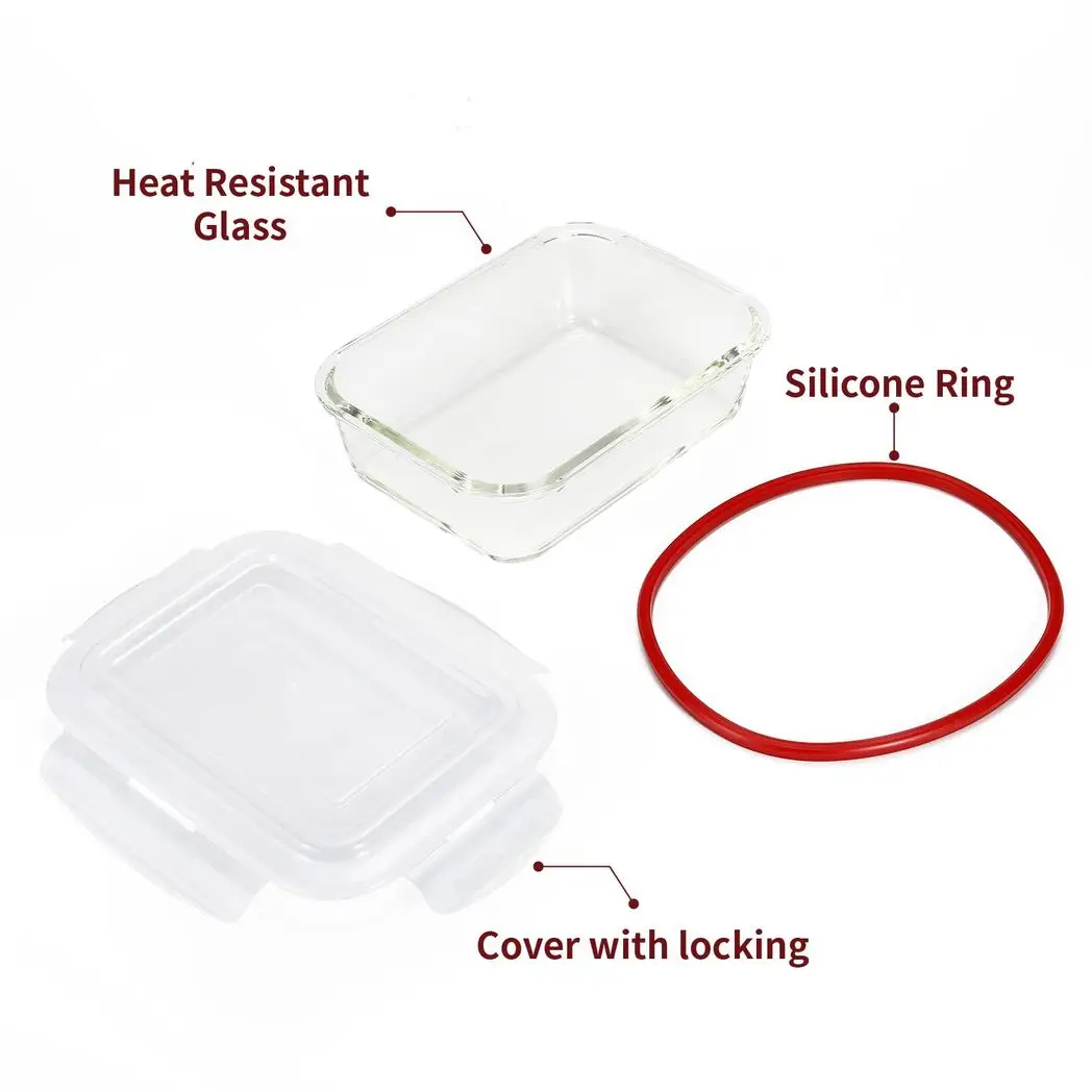 Vinsani Glass Food Storage 10-Pack Containers Rectangle Food Meal Prep Lunch Boxes with Lids Airtight Heat Resistant Leakproof Lid BPA-Free Dishwasher Microwave Oven Freezer Safe by Vinsani