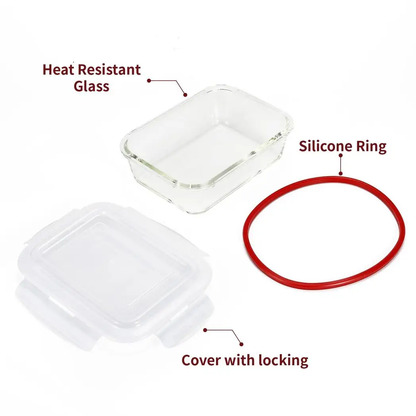 Vinsani Glass Food Storage 10-Pack Containers Rectangle Food Meal Prep Lunch Boxes with Lids Airtight Heat Resistant Leakproof Lid BPA-Free Dishwasher Microwave Oven Freezer Safe by Vinsani