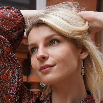 Conture Recycled Wood Silver Dangle Earrings (6 Colours) by Paguro Upcycle