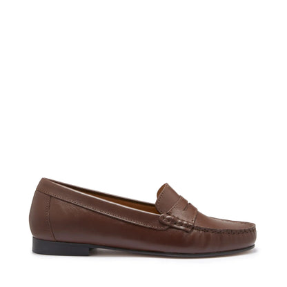 Women's Penny Loafers Leather Sole, brown leather by Hugs & Co.