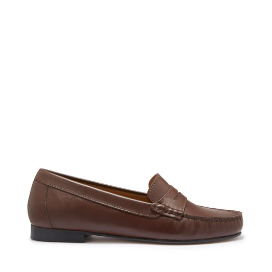 Women's Penny Loafers Leather Sole, brown leather by Hugs & Co.