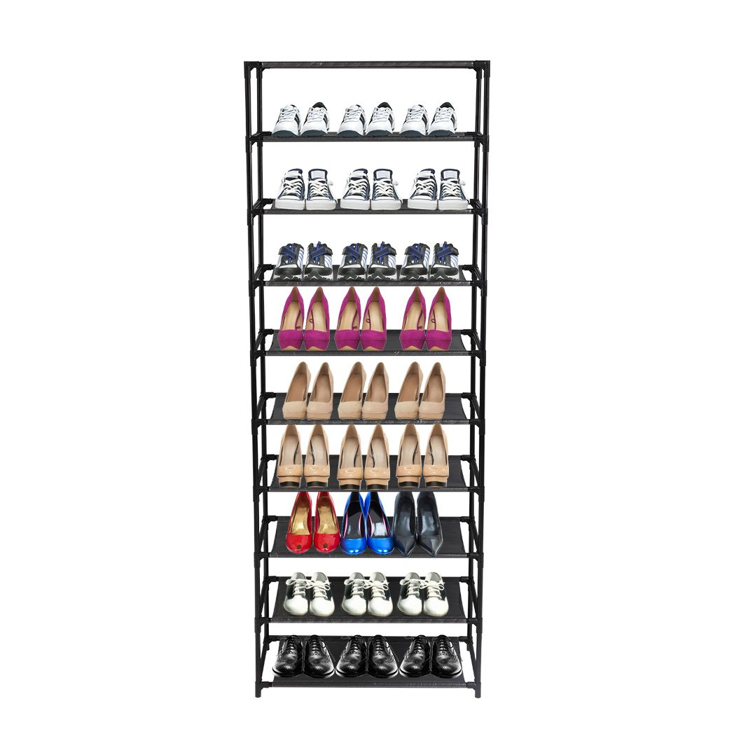 10 Tier Stackable Shoe Rack Storage Shelves - Stainless Steel Frame Holds 50 Pairs Of Shoes by N/A