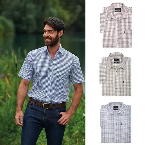 Mens Champion Short Sleeve Tattersall Shirt - 3041 by Ek Wholesale