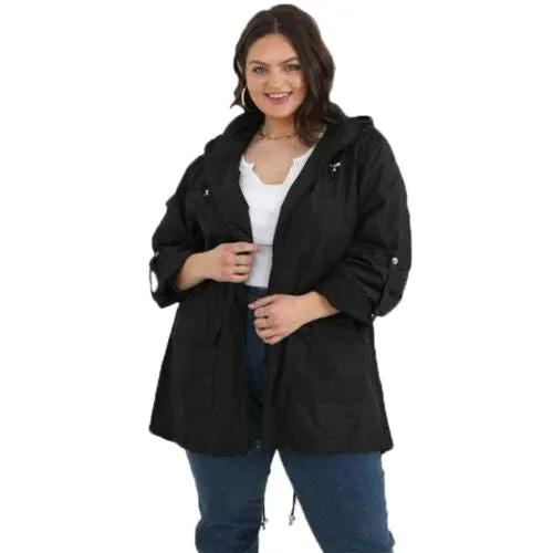 Ladies Brave Soul Plus Size Rain Mac - Raveplain by Brave Soul