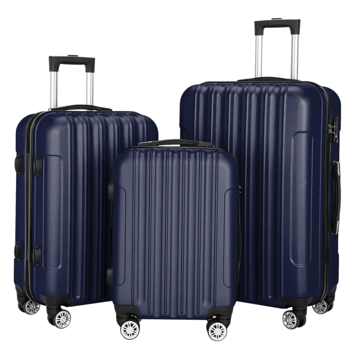 3 Pcs Suitcase Lightweight ABS Carry-on Hand Luggage 4 Spinner Wheels Trolley Case by N/A