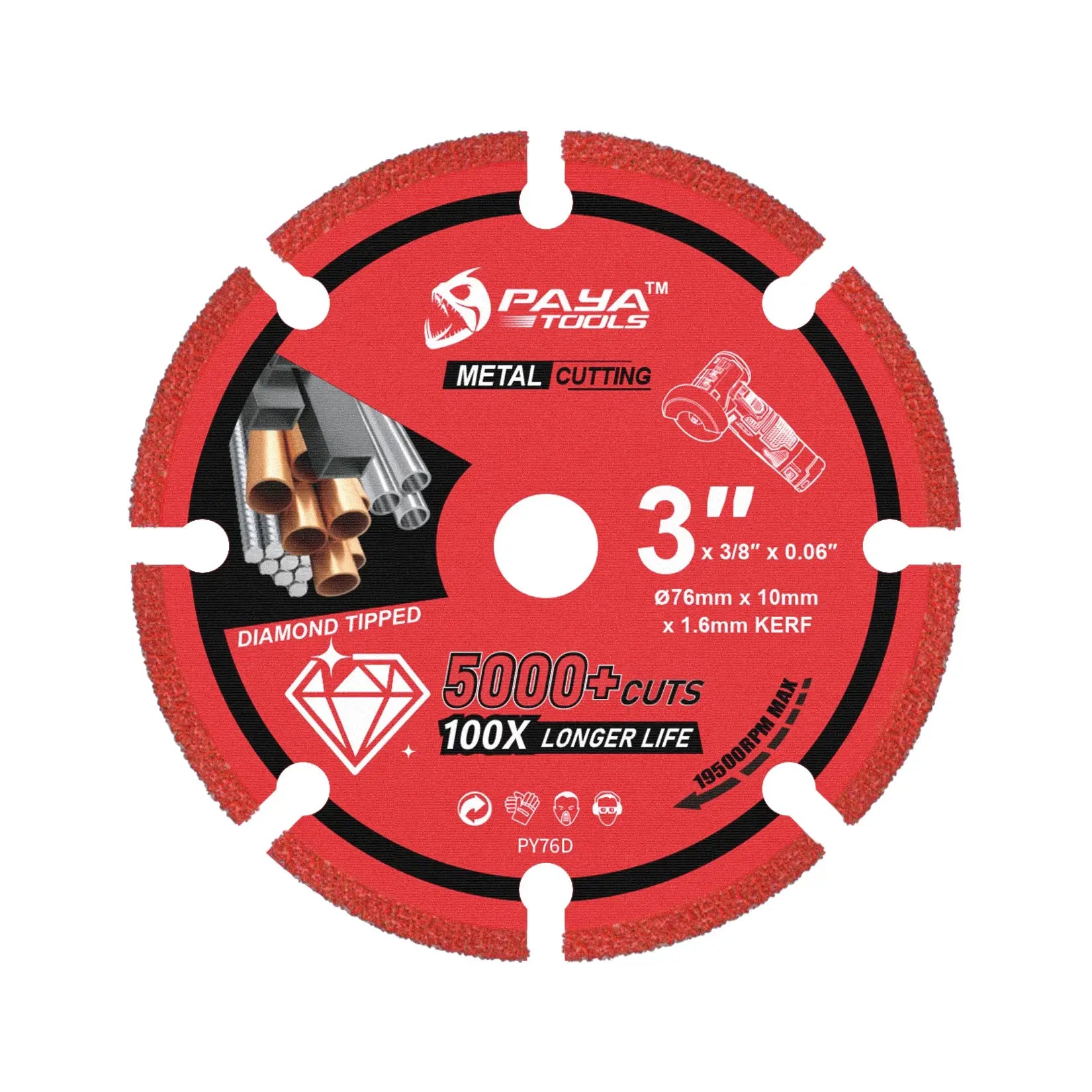 PAYA 5PCS Diamond Tipped Cutting Wheel Set 3Inch Circular Diamond Cutting Edge Blade for Steel Plate Stainless Steel Rebar Cut by All Mart Bristol Ltd