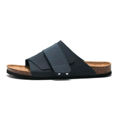 Couple Beach Wear Leather Surface Cork Sandals by Dropshipman