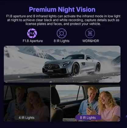 4 Channel Dash Cam with 360° Surround View Includes FREE OBD Cable for 24/7 Parking Monitor 4 Lens Front Rear inside Left Right Recording 3" Display, Built-In Wifi, 64GB Card Clear Night Vision, Hdr，Automotive Driving Recorder by All Mart Bristol Ltd