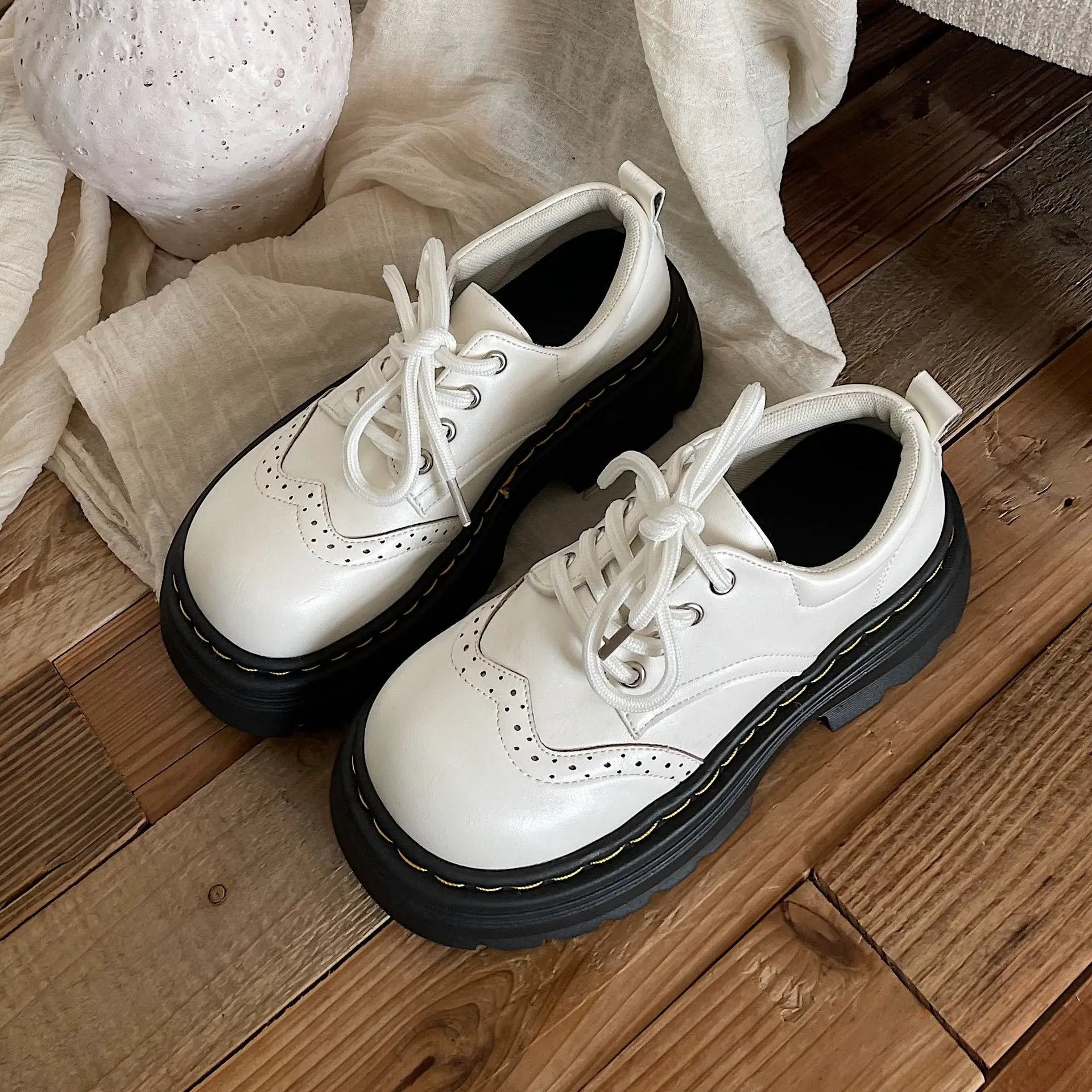 Womens Casual British-style Soft-soled Leather Shoes by Dropshipman