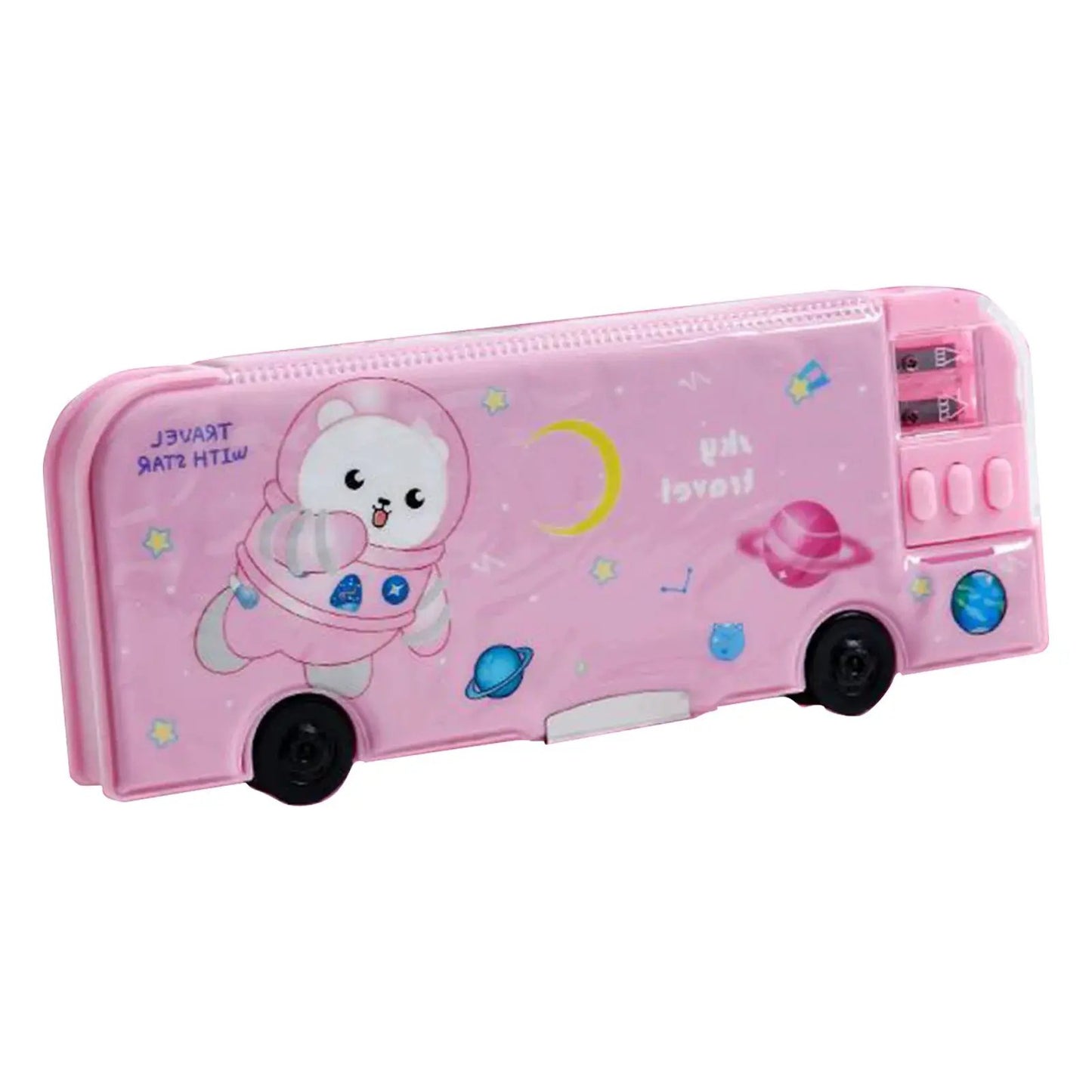 Plastic Stationery Organizer Box Unicorn Bear Astronaut Stationery Pencil Case School Gifts for Kids Teens Supplies by All Mart Bristol Ltd