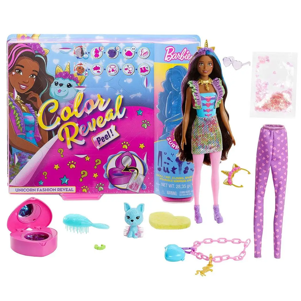 Barbie Colour Reveal Peel Unicorn Doll with 25 Accessories Toy Gift For Kids by Barbie