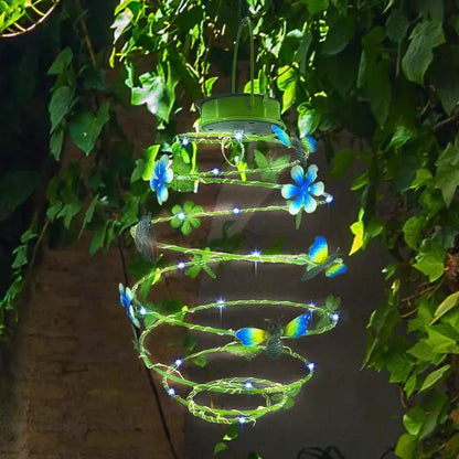 Hanging Solar Spiral Light with Butterflies by Avilo