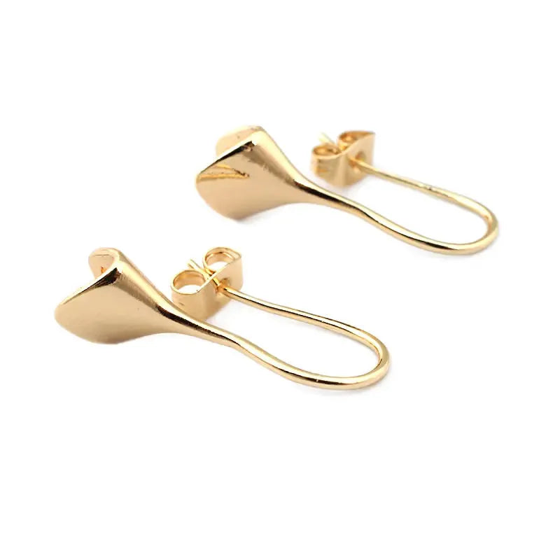 18K Gold Color Brass Can fit Half Hole Beads with Half Pins Earrings Hooks High Quality Jewelry Making Diy Findings Accessories by All Mart Bristol Ltd