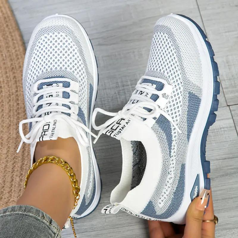 Women's Sporty Flyknit Mesh Shoes Low-cut Lightweight Casual And Versatile by Dropshipman