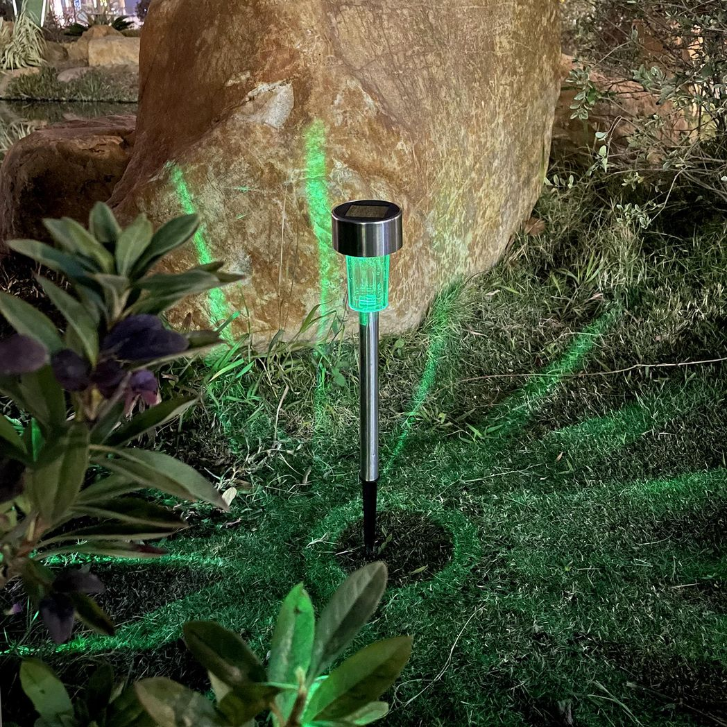 Vinsani 10 X Colour Change Stainless Steel Solar Powered Stick Post LED Lights Rechargeable Outdoor Garden Border Patio Path Driveway Entrance Marking Water Resistant Lamps by Vinsani
