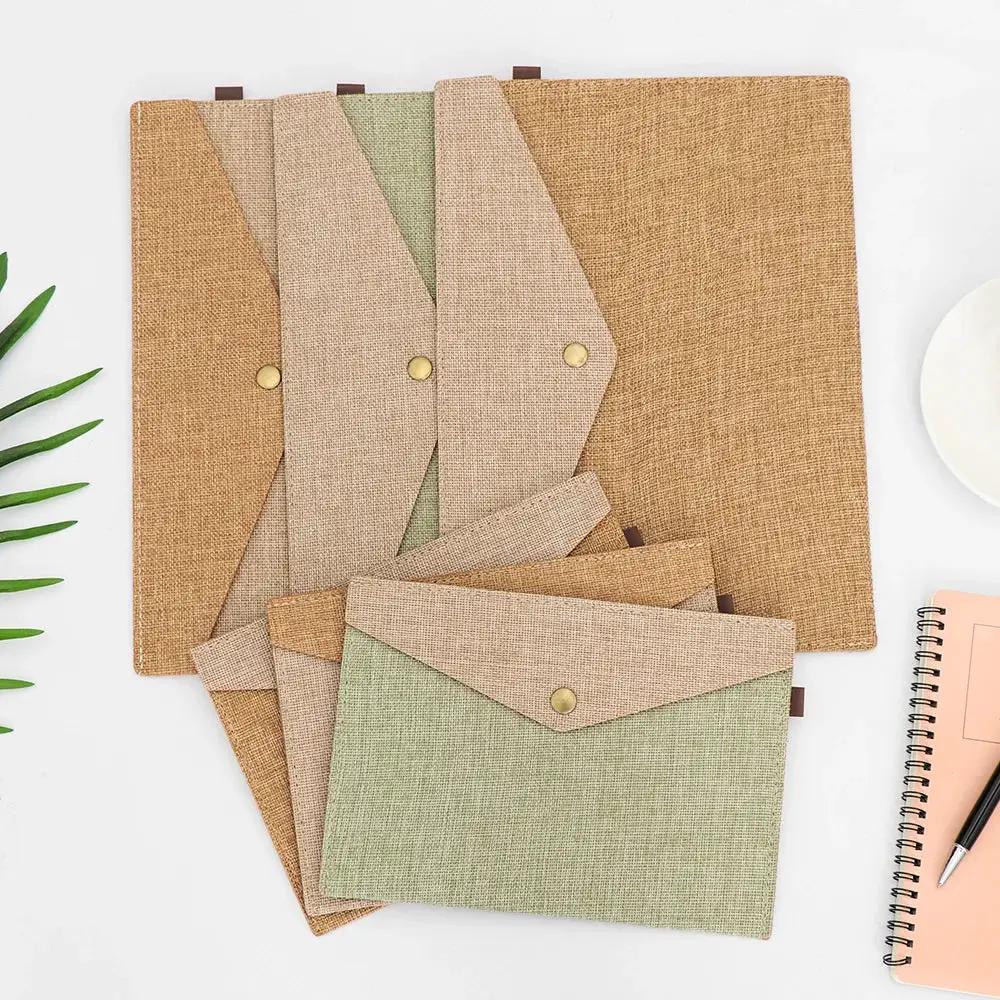 1PC A4/A5 Imitation Linen Big Capacity Document Bag Simple Canvas Felt File Bag Briefcase File Folders Office School Supplies by All Mart Bristol Ltd