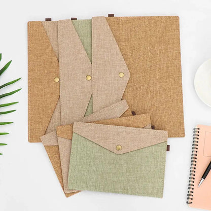 1PC A4/A5 Imitation Linen Big Capacity Document Bag Simple Canvas Felt File Bag Briefcase File Folders Office School Supplies by All Mart Bristol Ltd