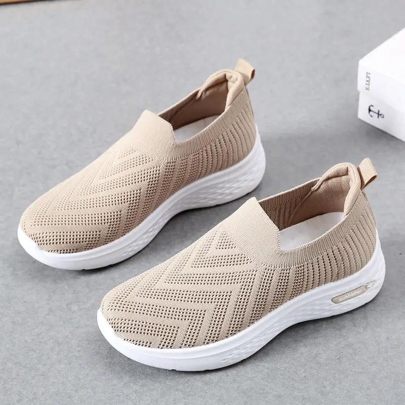 Casual Mesh Shoes Sock Slip On Flat Shoes For Women Sneakers Casual Soft Sole Walking Sports Shoe by Dropshipman