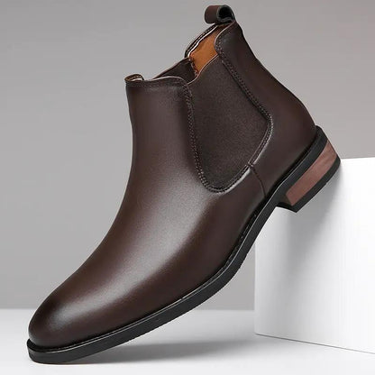 Chelsea Men's High-top Casual Business Wear Pointed Leather Boots by Dropshipman