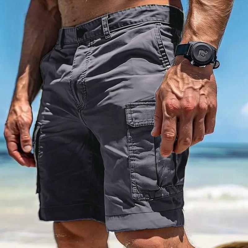 Men's Cargo Shorts Summer Multi-Pocket Button Zipper Pants With Pockers Fashion Beach Pants by Dropshipman
