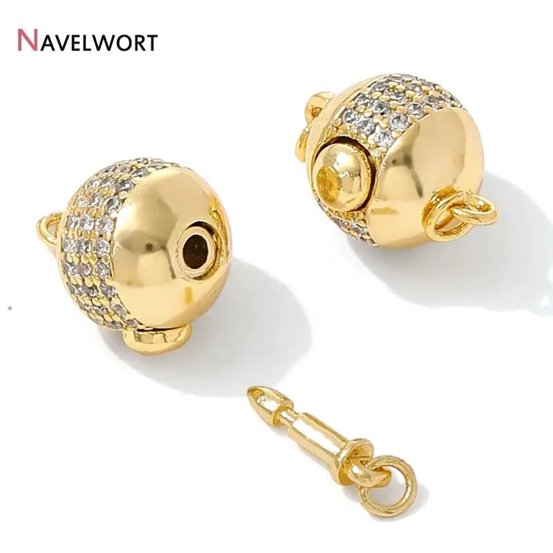 18K Gold Plated Brass With Zircon Ball Connector Clasps Strong Magnetic Clasps For DIY Bracelet Necklace Making Accessories by All Mart Bristol Ltd