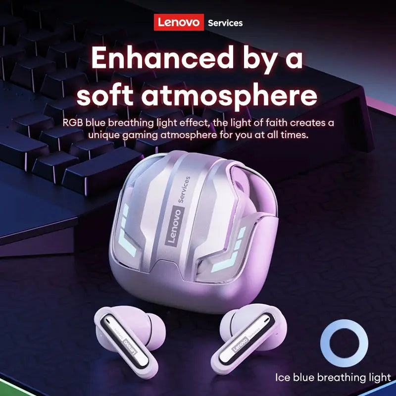 Choice Lenovo Gaming Headset Wireless Bluetooth 6.0 Earphones RGB Low Latency Waterproof Headphones Sports Headset GT103 by All Mart Bristol Ltd