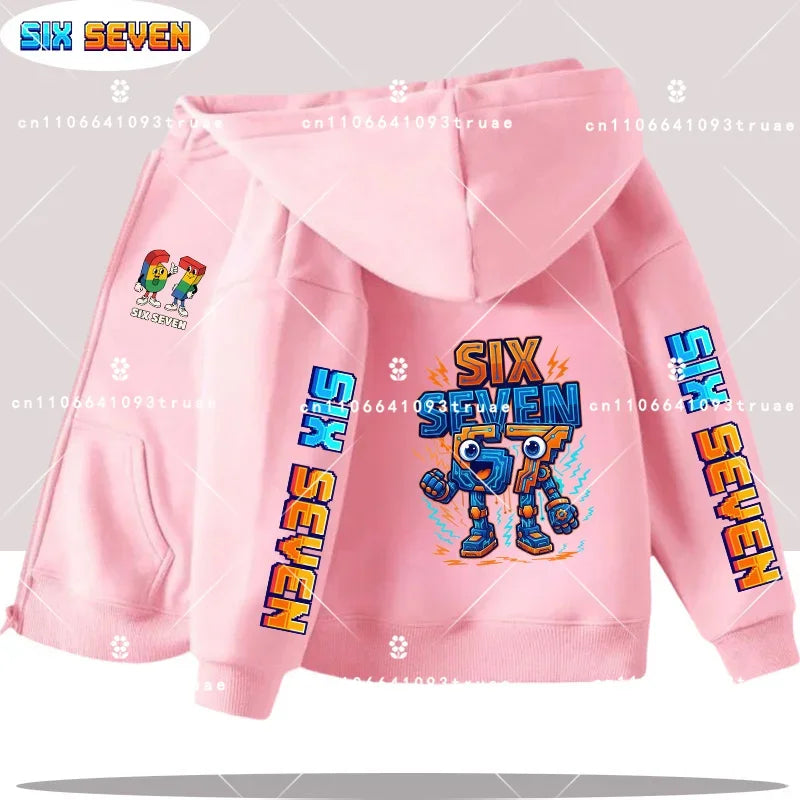Hot Six Seven Children's Zip Up Hoodies Funny 67 Brainrot Zipper Hoody Clothes Kid Girl Boy Baby Casual Fashion Tops Sweatshirts by All Mart Bristol Ltd