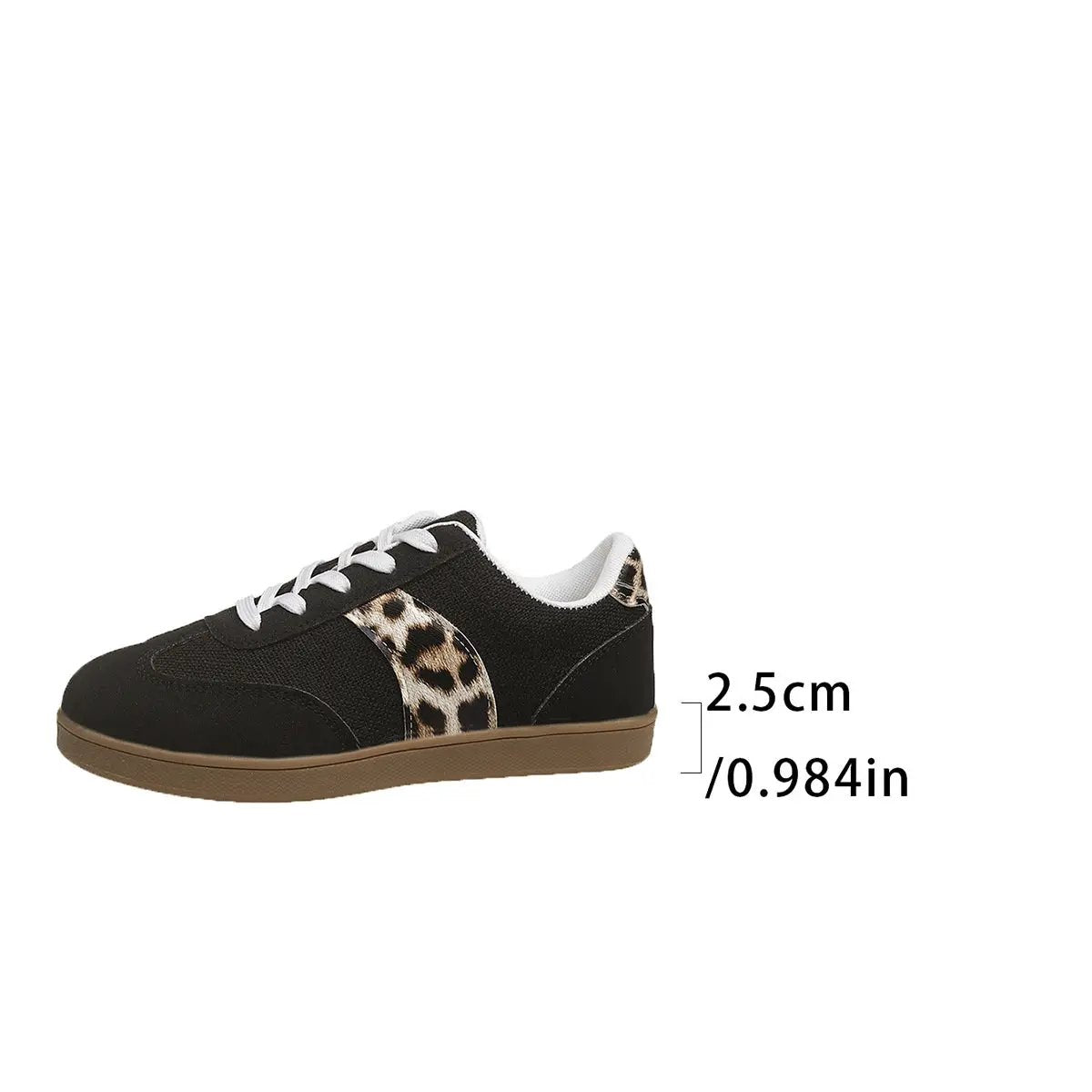 Round Toe Lace-up Vintage Leopard Print German Training Shoes by Dropshipman