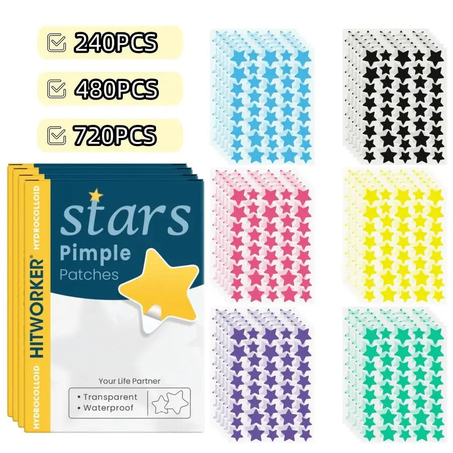 Star Acne Patches 240/480/720 Pieces, High-Quality Emergency Kit, Invisible Hydrogel Absorbs Pus Quickly, Reduces Swelling, Cute by All Mart Bristol Ltd