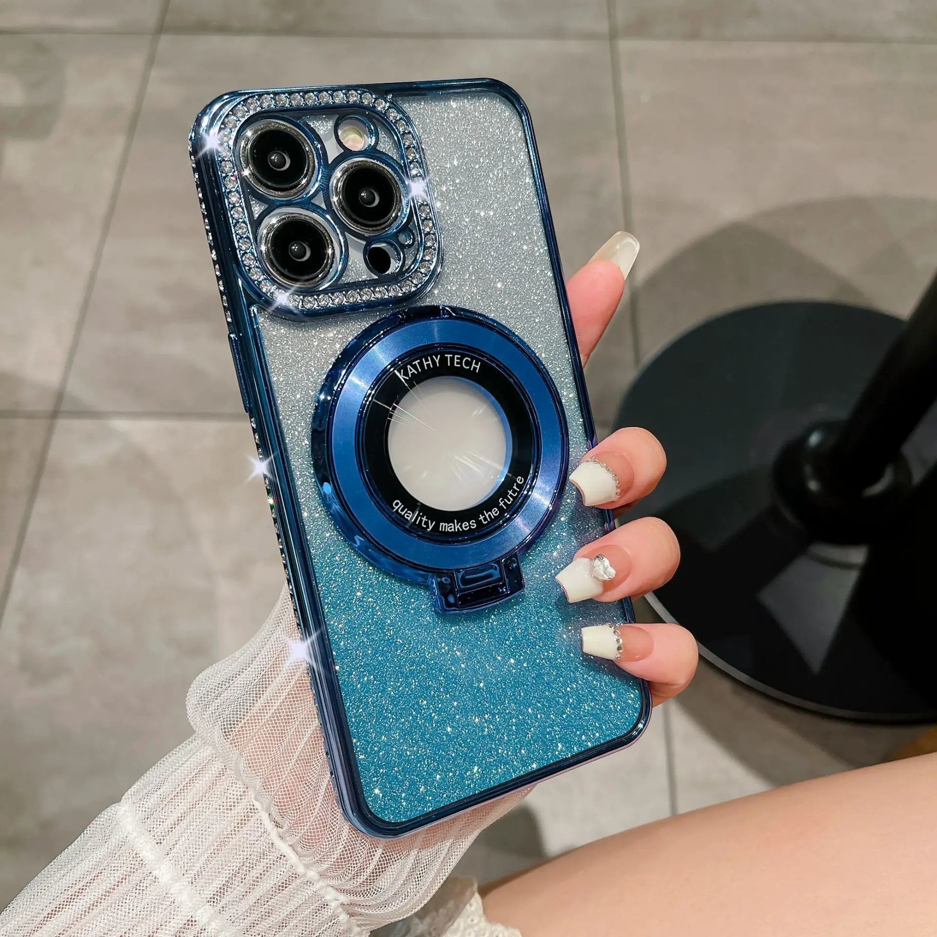 Glitter Tpu Electroplating Magnetic Bracket Phone Case by Dropshipman