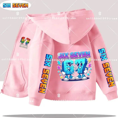 Hot Six Seven Children's Zip Up Hoodies Funny 67 Brainrot Zipper Hoody Clothes Kid Girl Boy Baby Casual Fashion Tops Sweatshirts by All Mart Bristol Ltd