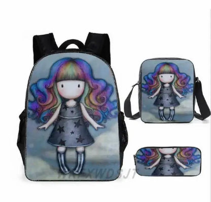 2026 Popular Youthful Anime Santoro Gorjuss 3D Print 3pcs/Set Student Travel bags Laptop Daypack Backpack Shoulder Bag Pencil by All Mart Bristol Ltd