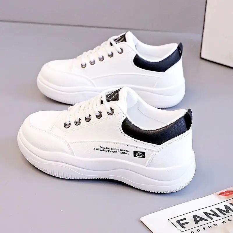 Women's Korean-style All-match Leather White Shoes by Dropshipman