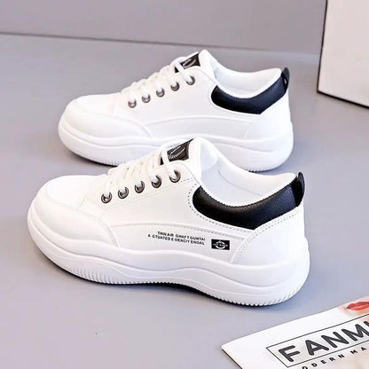Women's Korean-style All-match Leather White Shoes by Dropshipman