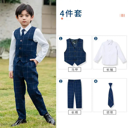 Kids British Plaid Vest Shirt Suit Pants Girls Waistcoat Blouse Skirts Children School Uniform Boys Korean Students Clothes Set by All Mart Bristol Ltd