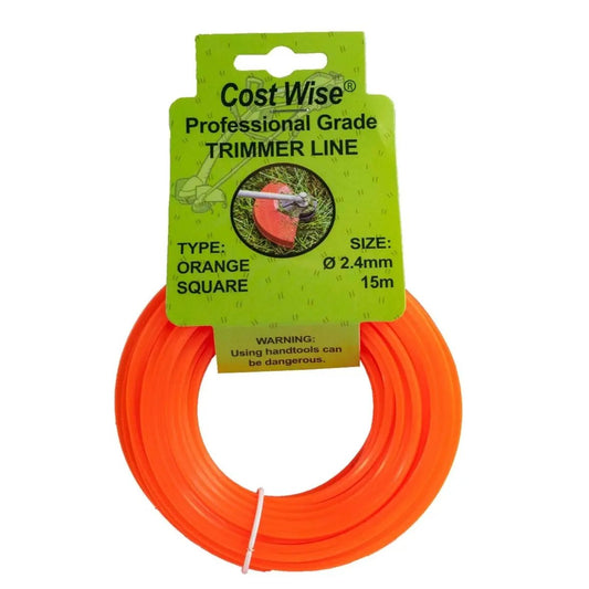 Strimmer Line Orange Square 2.4mm x 15m by AP Supplies