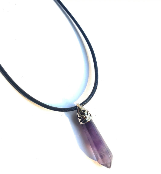 Crystal Point Pendant Necklace - Amethyst by Equinox Rocks