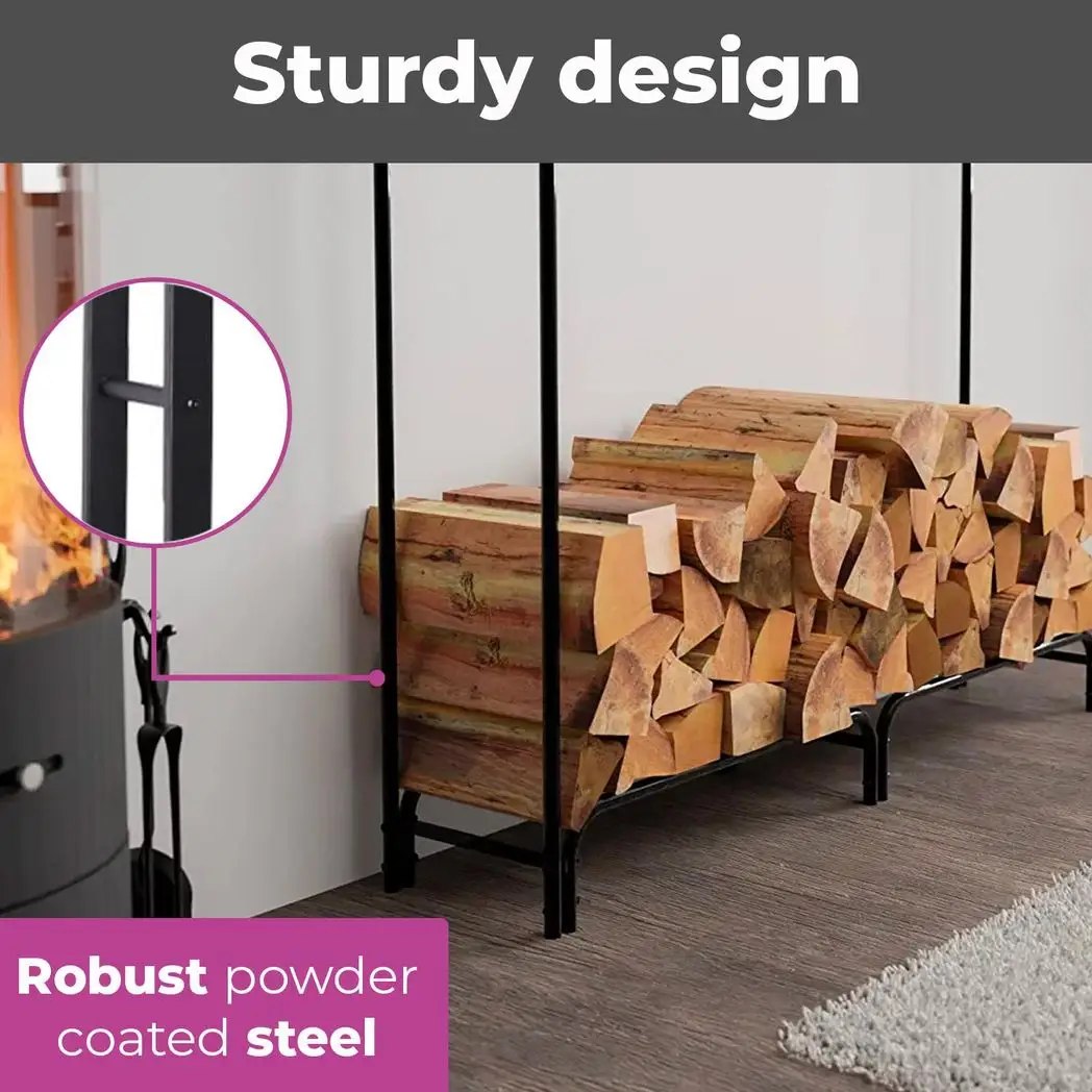 Neo 240cm Outdoor Metal Log Holder Storage Rack with Cover by Neo