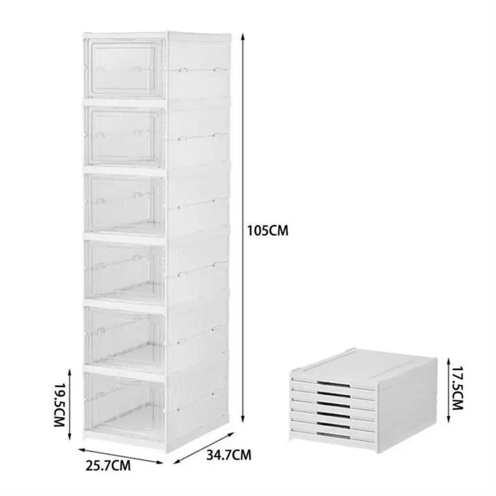 6 Tier Plastic Shoe Storage Box Stackable Foldable Boxes Trainers Organiser by N/A