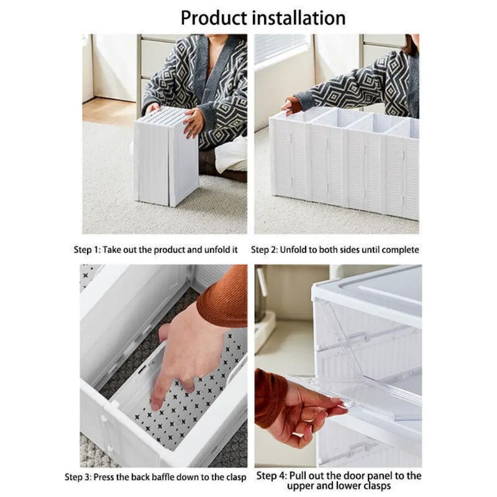 6 Tier Plastic Shoe Storage Box Stackable Foldable Boxes Trainers Organiser by N/A