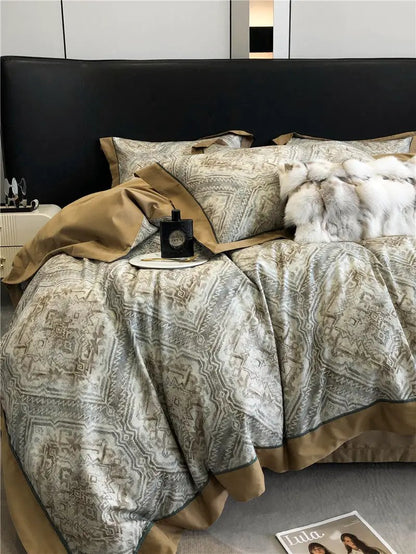 Long-staple Cotton Printed Four-piece Bedding Set Cotton Bedding by Dropshipman