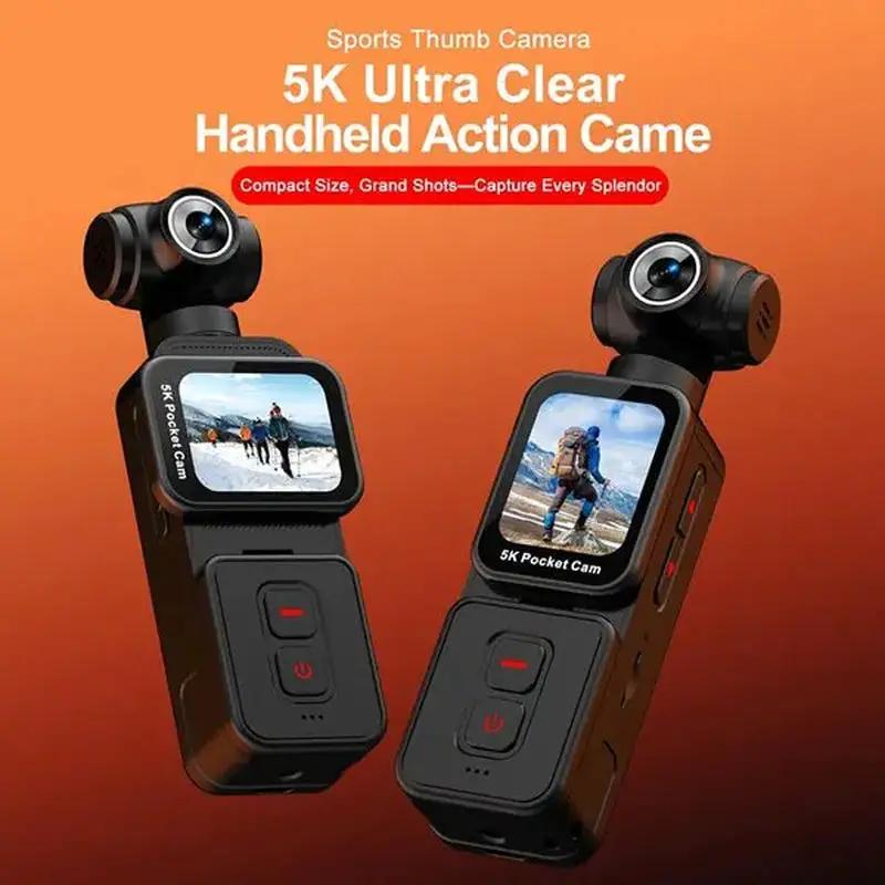 5K Stabilization Sports Camera Portable Recorder Handheld Pocket Outdoor Cycling Kids' Camera High-Pixel with AI Anti-Shake & IPX7/8 Waterproof Features - Clip, Water Proof, Screen by All Mart Bristol Ltd