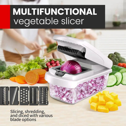 Original Professional Cutting Machine - Vegetable Chopper and Spiral Cutter, Food Chopper with Container, Fruit Slicer, Kitchen Tools and Gifts, Home Essentials (15 Chopping Functions, White) by All Mart Bristol Ltd