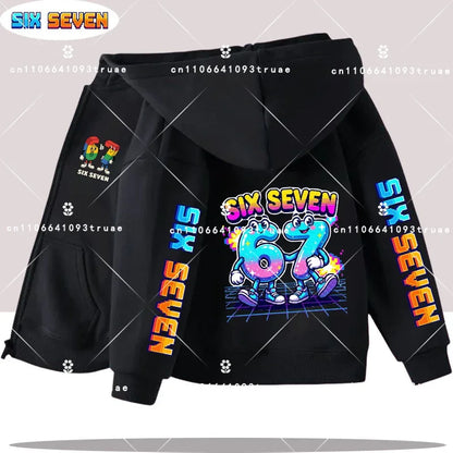 Hot Six Seven Children's Zip Up Hoodies Funny 67 Brainrot Zipper Hoody Clothes Kid Girl Boy Baby Casual Fashion Tops Sweatshirts