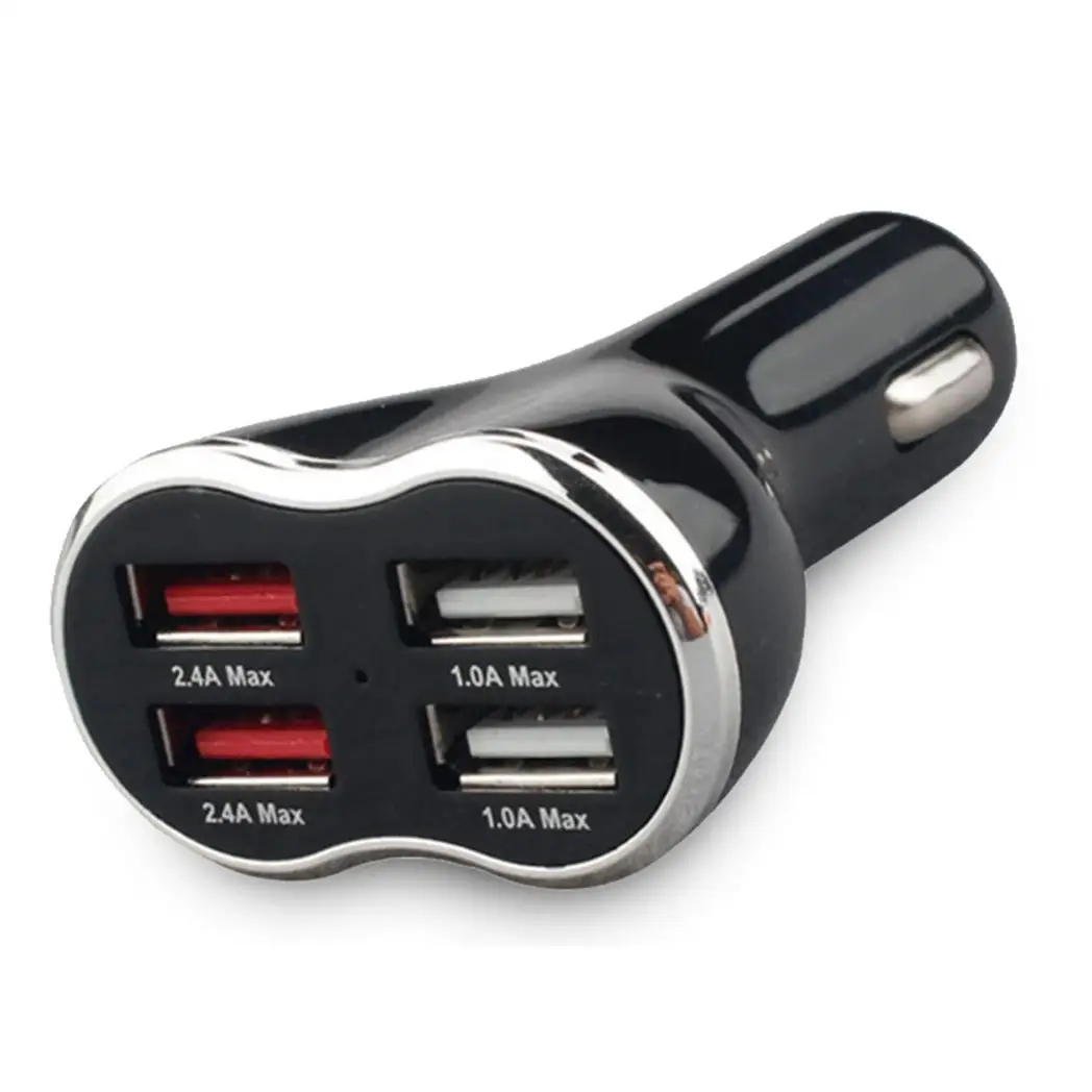 Aquarius Powerful & 4-Port Universal USB Car Charger Black by Aquarius