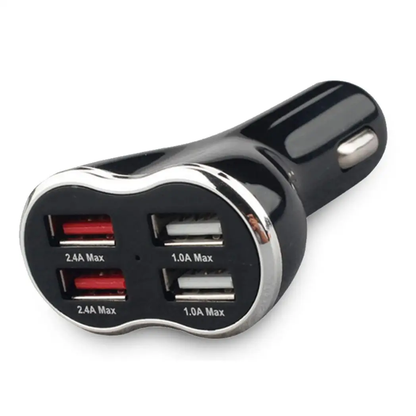 Aquarius Powerful & 4-Port Universal USB Car Charger Black by Aquarius