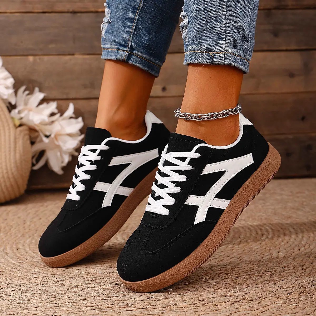 Large Size Color Blocked Round Toe Women's Shoes by Dropshipman